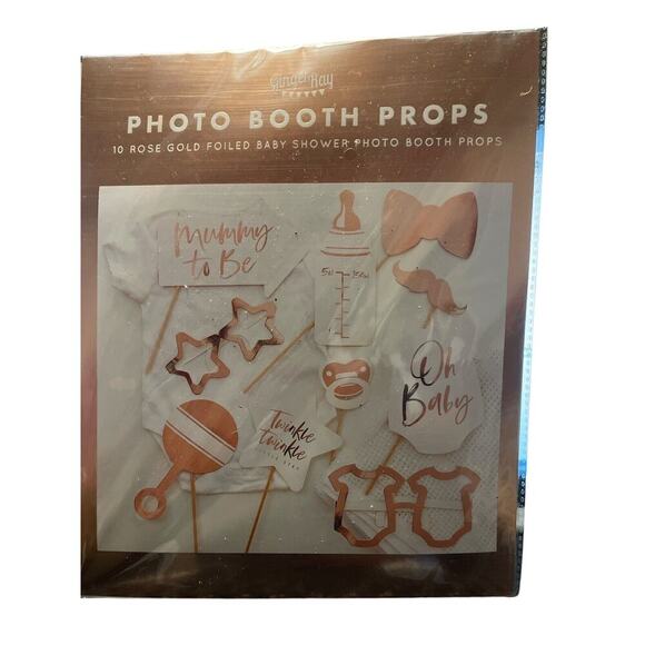 GINGER RAY 10 ROSE GOLD FOILED BABY SHOWER PHOTO BOOTH PROPS - Picture 1 of 2